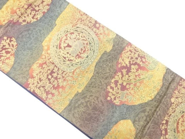 JAPANESE FUKURO OBI / WOVEN FLORAL PLANTS